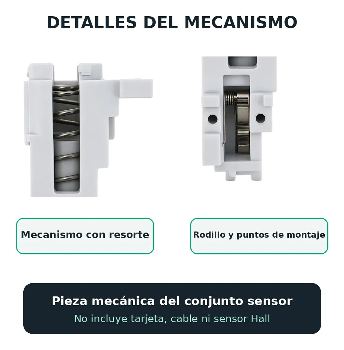 Base mecánica del sensor de filamento compatible con Bambu Lab A1 Series — cuerpo con resorte y rodillo, sin sensor Hall ni electrónica — vista 2