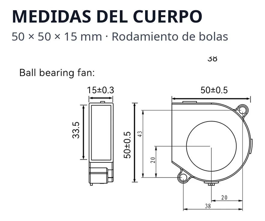 Ventilador Turbina 5015 24V para Kingroon KP3S / KL1P — vista 3